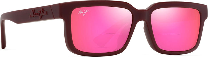 Rectangle Burgundy/maui Sunrise Lenses Maui Jim Hiapo Asian Fit 655 Bifocal Reading Sunglasses View #1