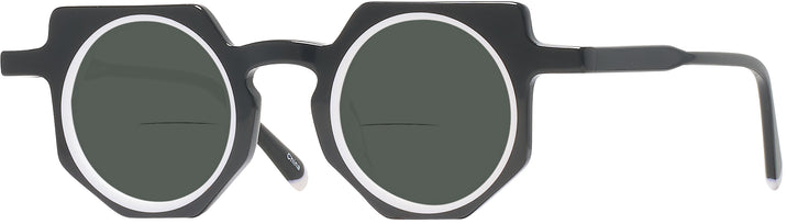 Round Black With White Goo Goo Eyes 943 Bifocal Reading Sunglasses View #1