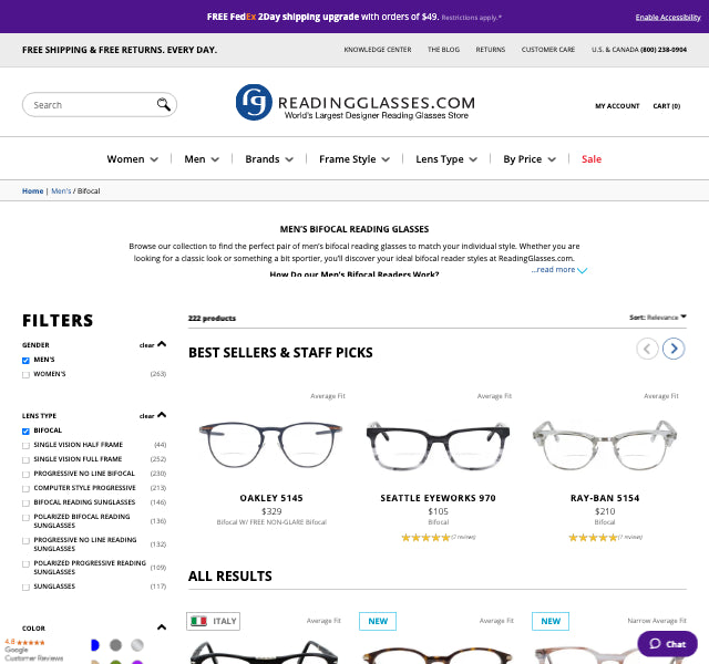 Men's Bifocal Reading Glasses | ReadingGlasses.com