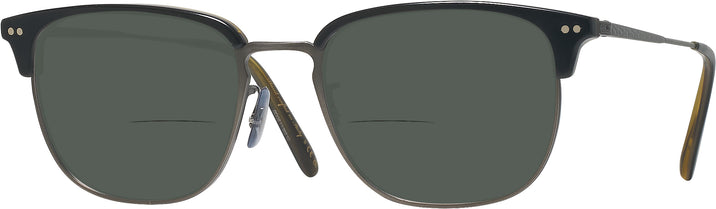 Square Semi-matte Black-olive Tortoise-antique Pewter Oliver Peoples 5359 Bifocal Reading Sunglasses View #1