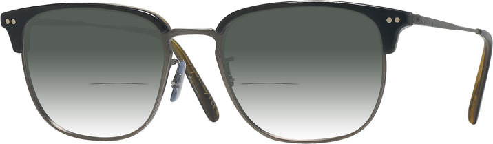 Square Semi-matte Black-olive Tortoise-antique Pewter Oliver Peoples 5359 w/Gradient Bifocal Reading Sunglasses View #1