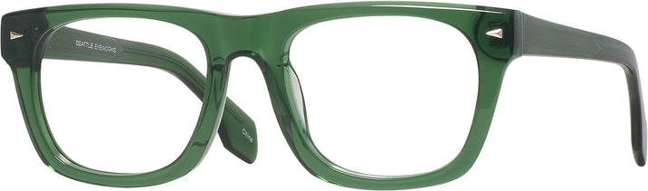 Square Transparent Green Seattle Eyeworks 1001 Progressive No-Lines View #1