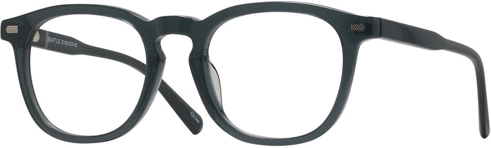 Square Transparent Dark Grey Seattle Eyeworks 993 Single Vision Full Frame View #1