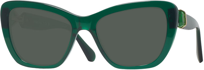 Cat Eye,Oversized Transparent Dark Green Swarovski 6018 Progressive No-Line Reading Sunglasses View #1