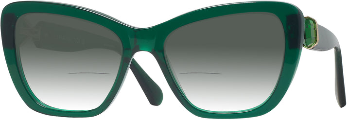 Cat Eye,Oversized Transparent Dark Green Swarovski 6018 w/ Gradient Bifocal Reading Sunglasses View #1