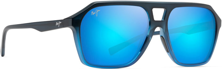 Aviator,Square Matte Black Fade To Blue w/Blue Hawaii Lens Maui Jim Wedges 880 View #1